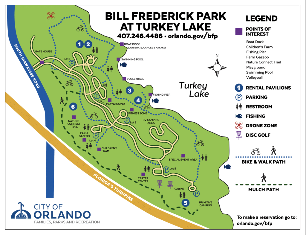 Bill Frederick Park at Turkey Lake Map